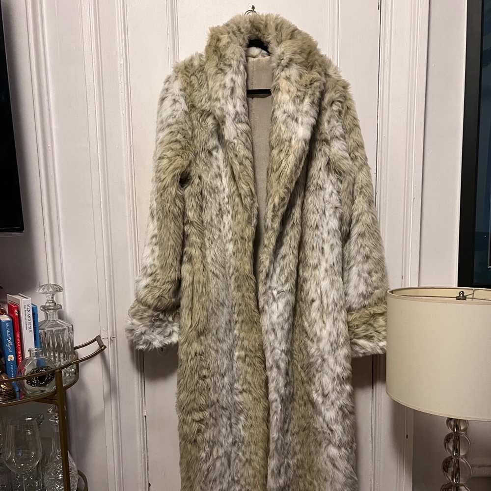 Full Length Cream Faux Fur MobWives Coat